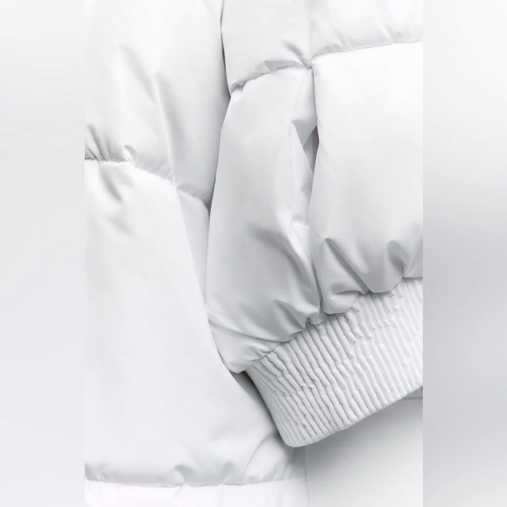 Zara Water And Wind Protection Cropped Puffer Anorak White Crop Jacket Small - Picture 5 of 12